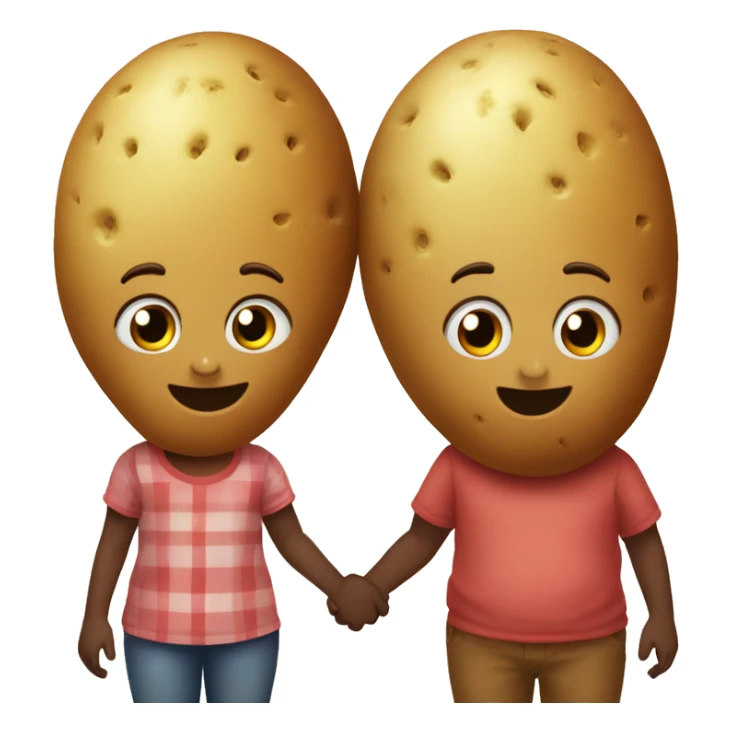 one girl potato and one boy potato holding hands sticker