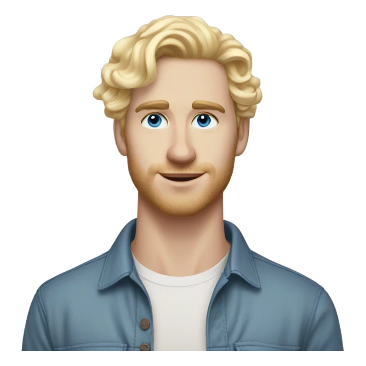 3/4 profile light curl blonde 30yo man blue eyed pale skin sticker