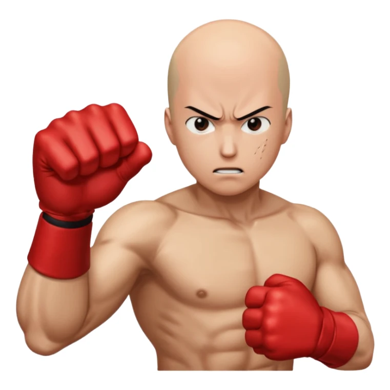Angry Saitama with his red giant hand punching (just punch), no-face sticker