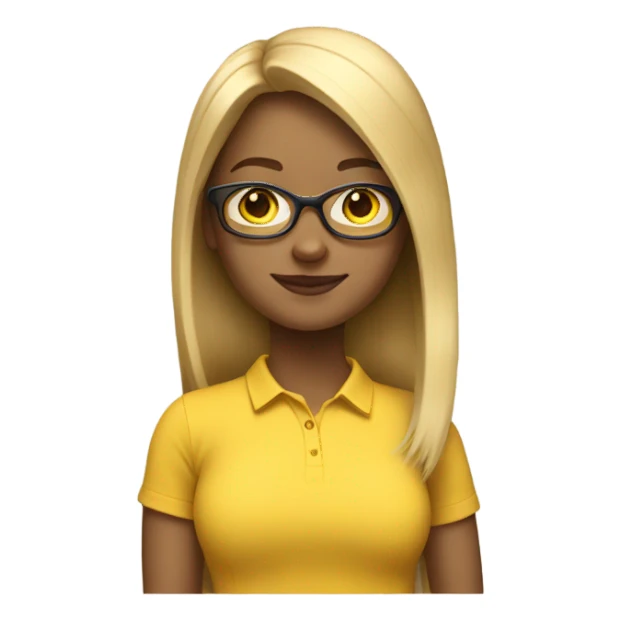 BLOND-straight-haired-girl-glasses-YELLOW-shirt sticker