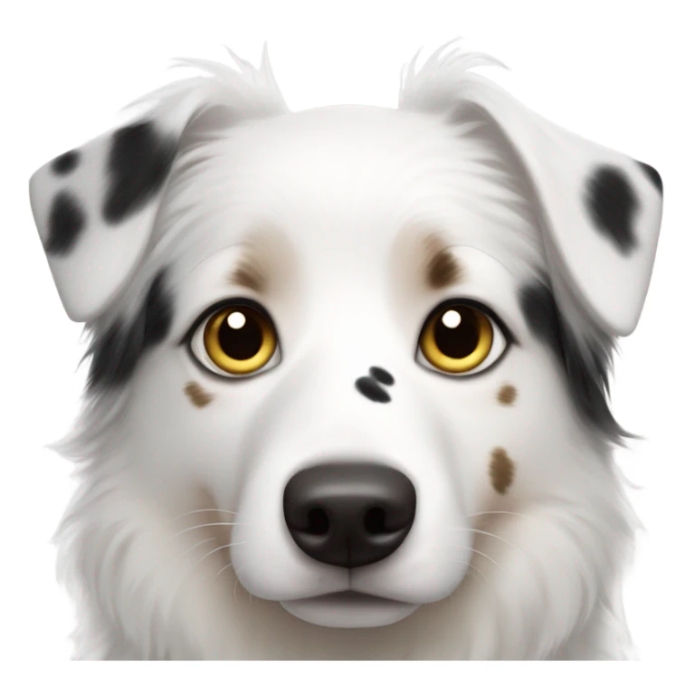 White Australian shepherd with asymmetric black spot on his head sticker
