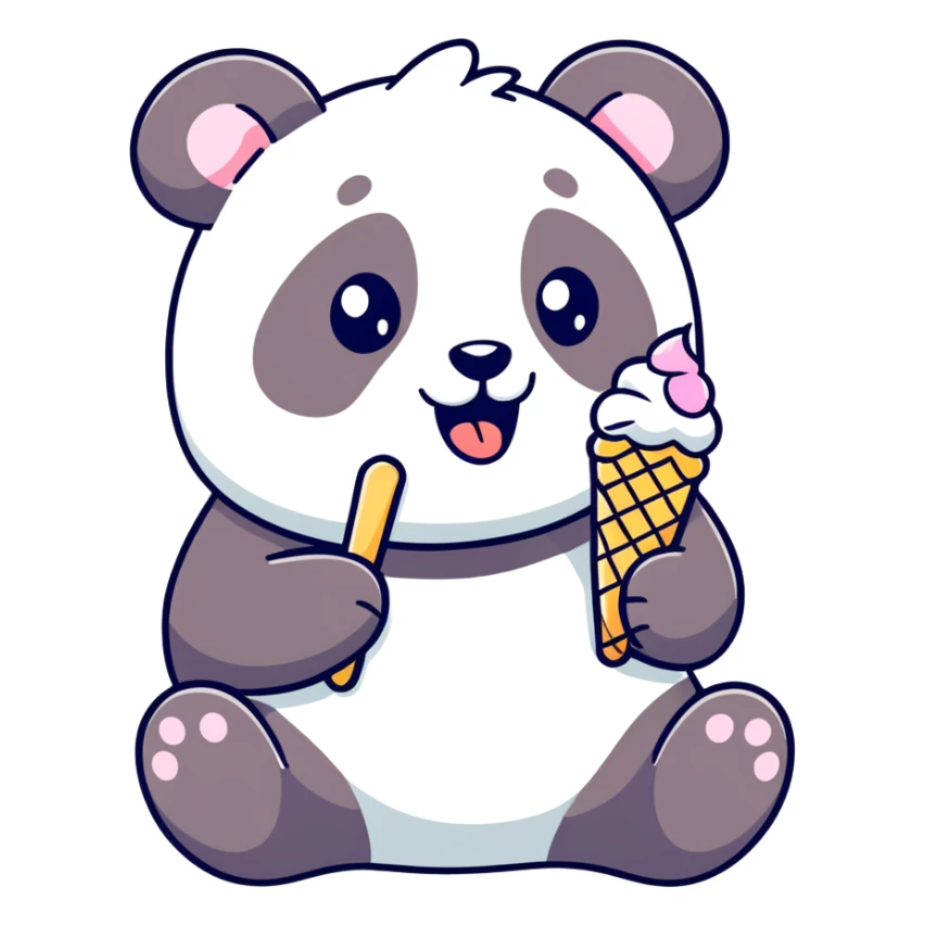 Panda eating ice cream sticker