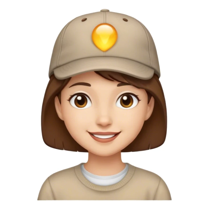 Happy Girl with Short Brown hair and a cap sticker