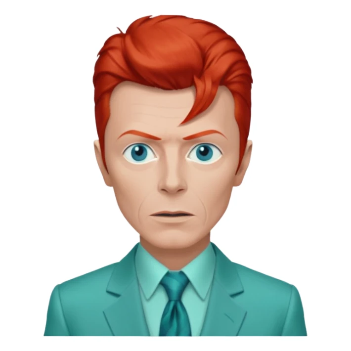 David Bowie with Blue  eyes, red hair, seafoam green suit sticker