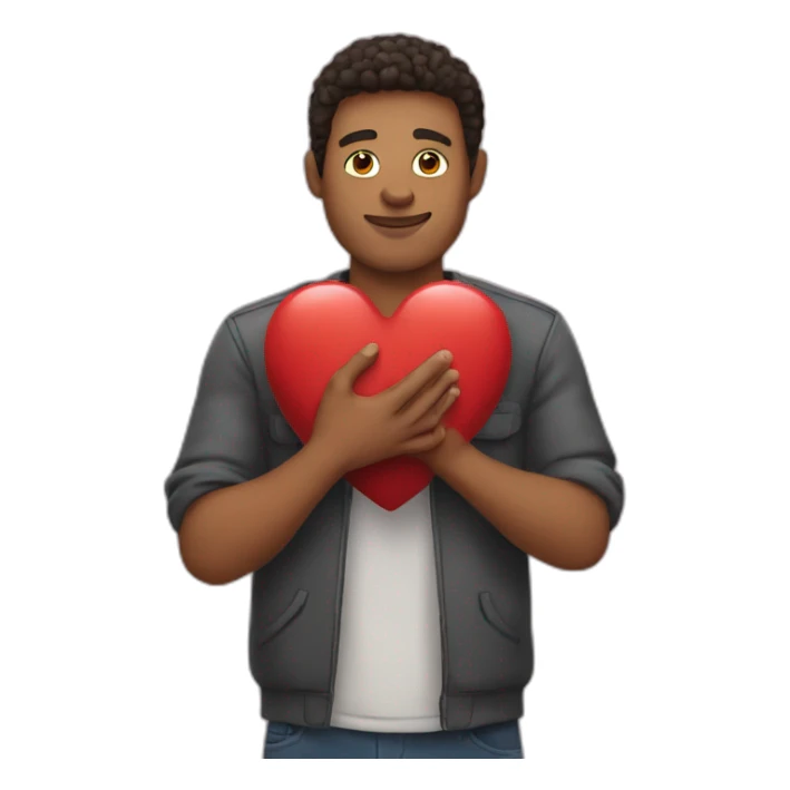 a man holds a heart in his hands sticker