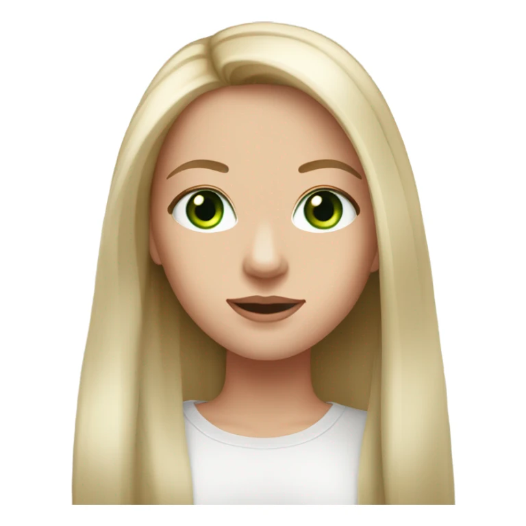 White girl long straight hair light red green eyes sticker