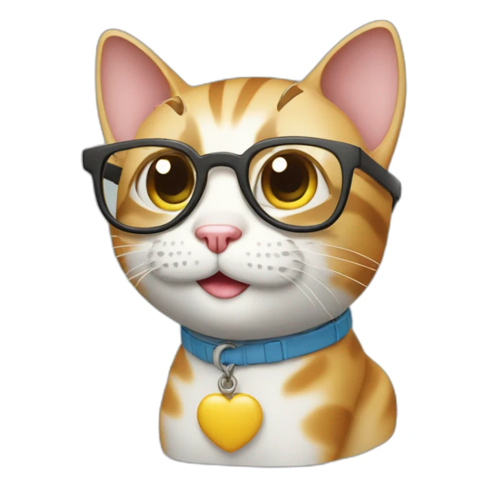 smart happy cat with glasses writing on keyboard sticker