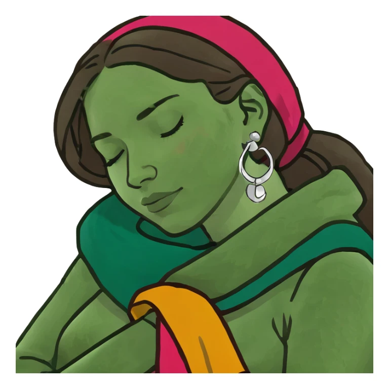 Woman brown hair like a turkish woman, sleeping  sticker
