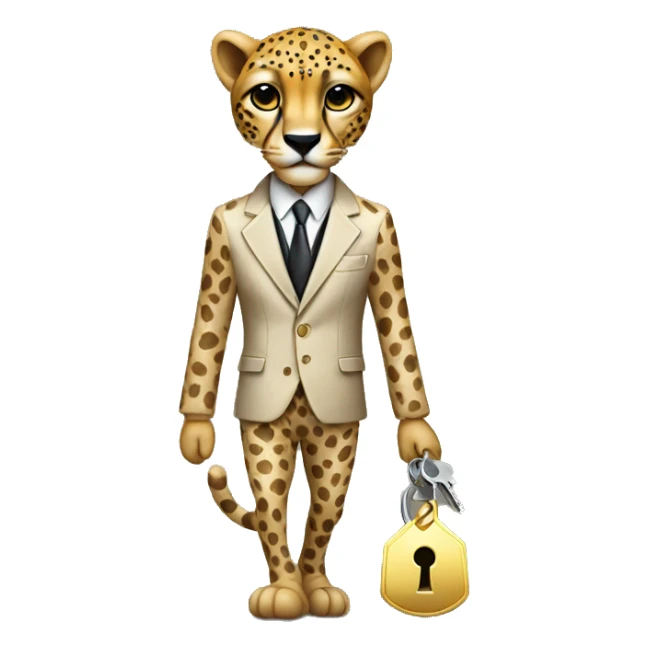 cheetah in a classic suit With keys sticker