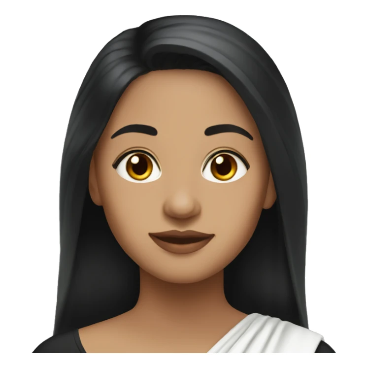 Light skin ;Black long hair wearing white saree sticker