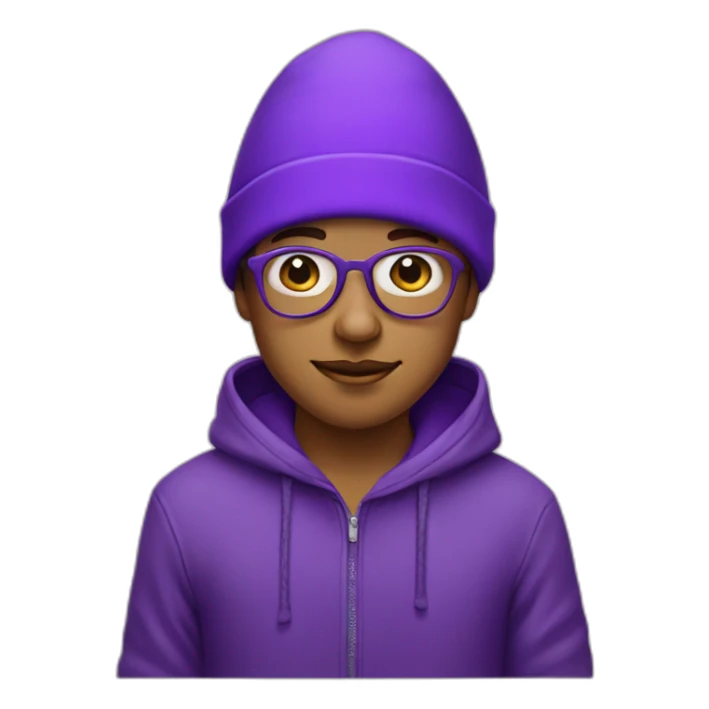 a purple boy with glasses with a hood style hat from Antigua Guatemala sticker