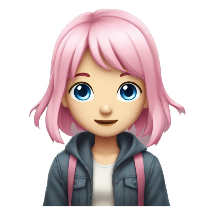 pink haired anime girl blue eyes sticker