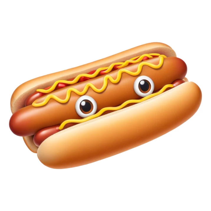A hot dog with eyes sticker