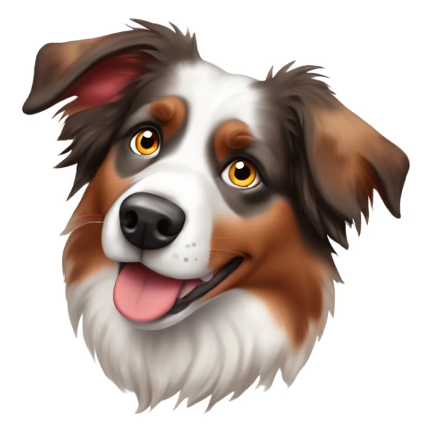 Red Merle Australian shepherd with a more red face and one blue eye sticker
