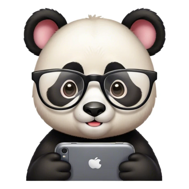 cute panda with glasses in his smartphone sticker