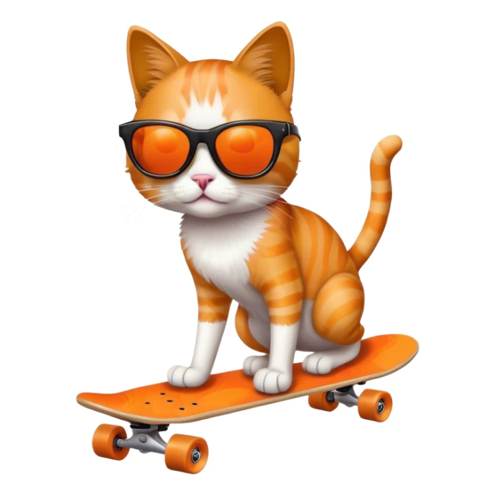 Cat with sunglasses on skateboard  sticker