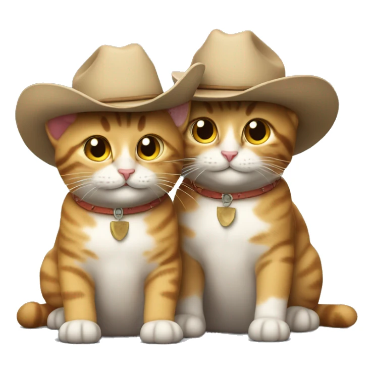 two happy cats wearing cowboy hats sticker