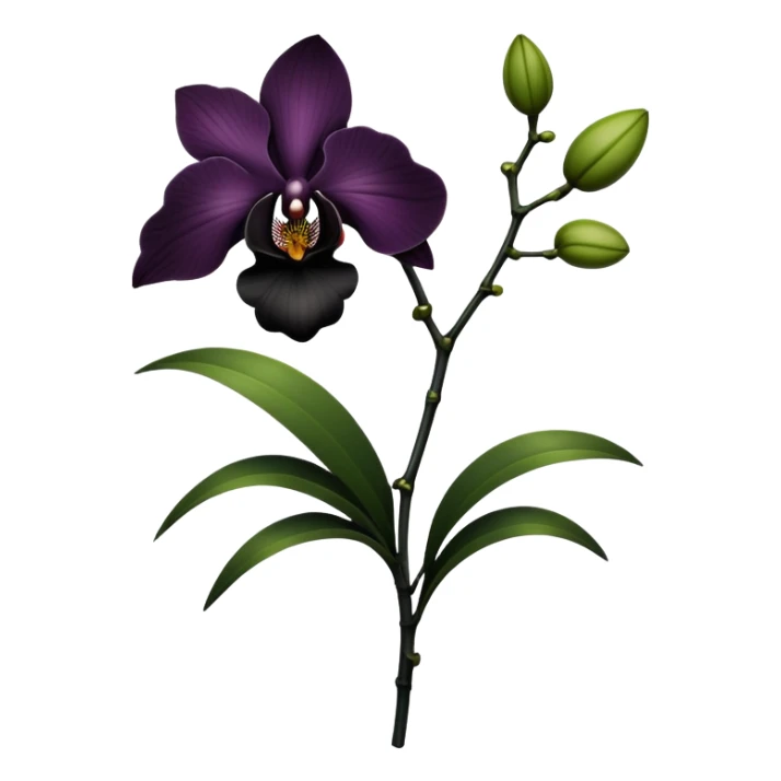 Dark green Flower stem with a black orchid sticker