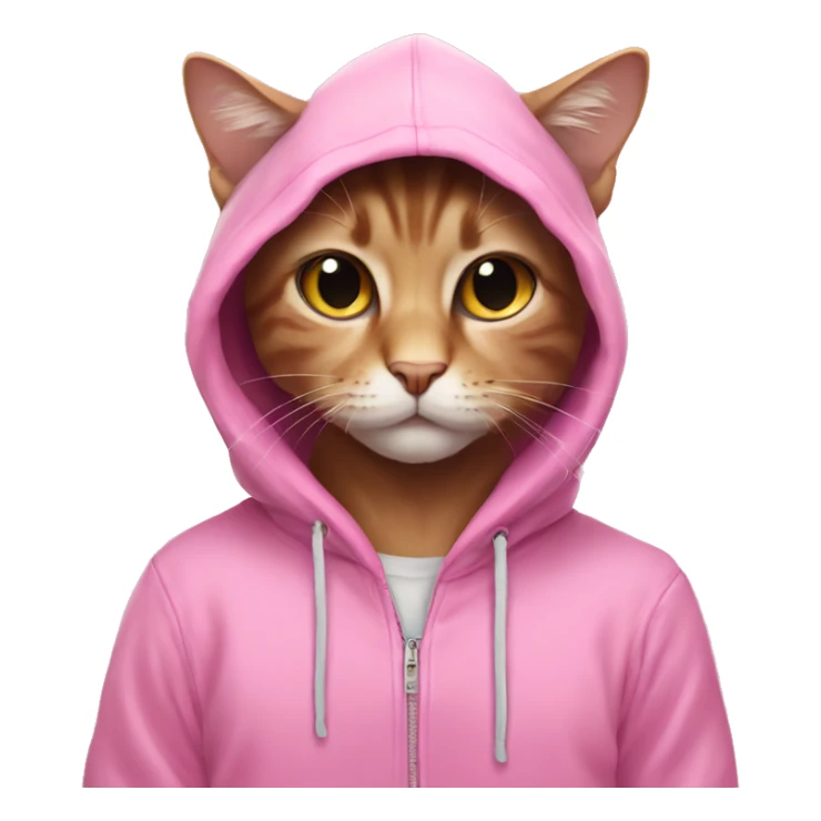 aesthetic cat wearing a pink hoodie sticker