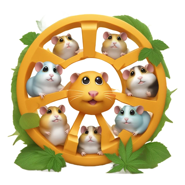 alien hamster cult with cheese and weed on ufo sticker