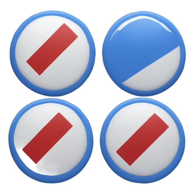 a circle with a blue top, white middle and blue bottom with a diagonal red stripe from right to left sticker