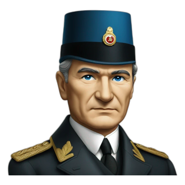 a portrait of mustafa kemal ataturk with blue eyes sticker