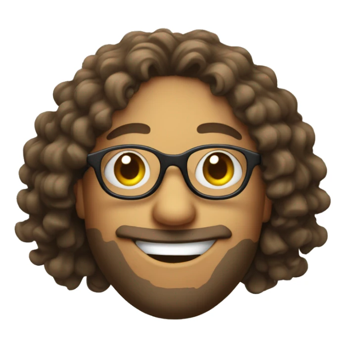 Round specs smiling with curly long hair sticker