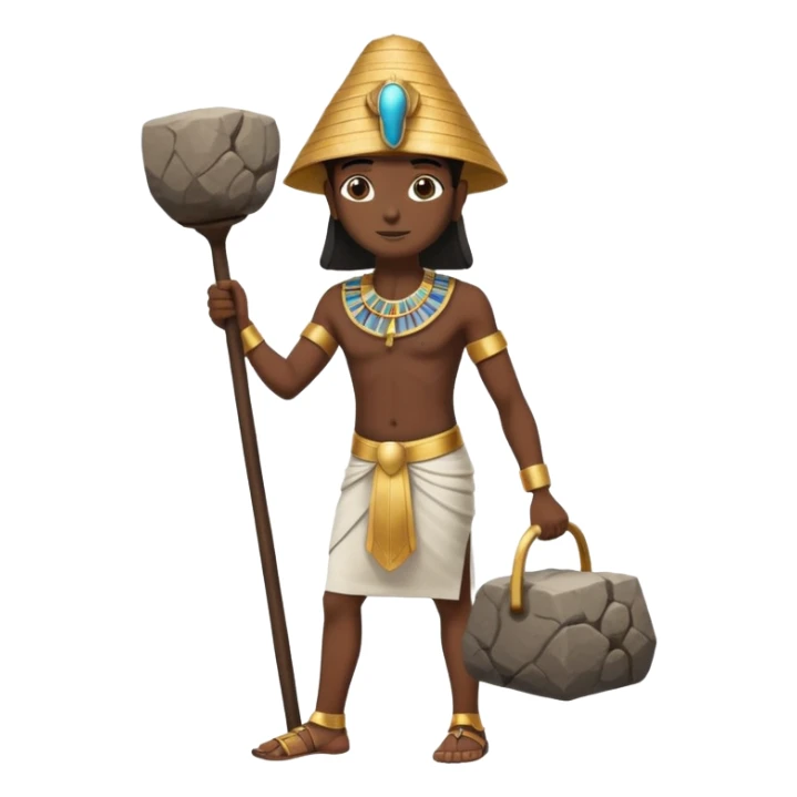 fullbody ancient Egyptian worker carrying a rock block, no fancy hat sticker