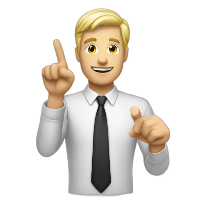 pointing index finger upwards white blonde man sticker