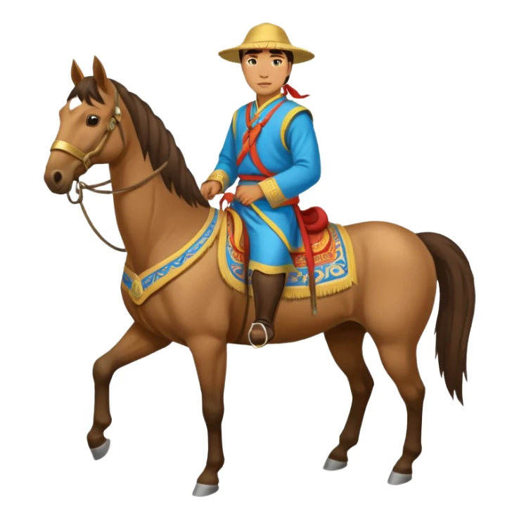 mongolian man on horse full body sticker