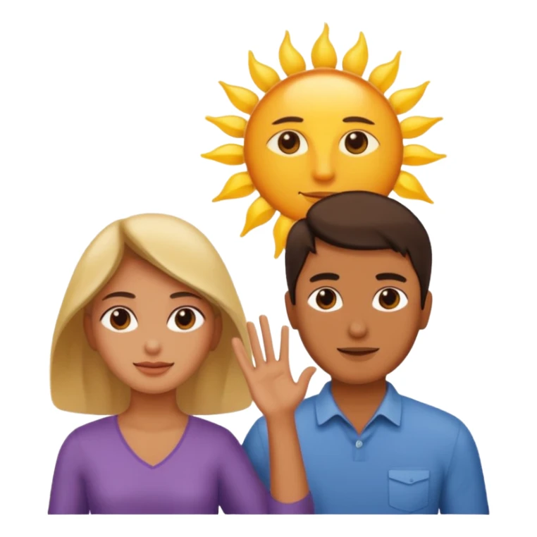 woman shielding the sun from a man sticker