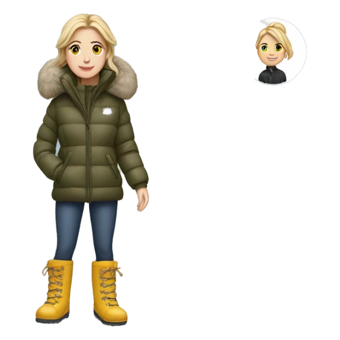 White girl in puffer jacket and snow boots sticker