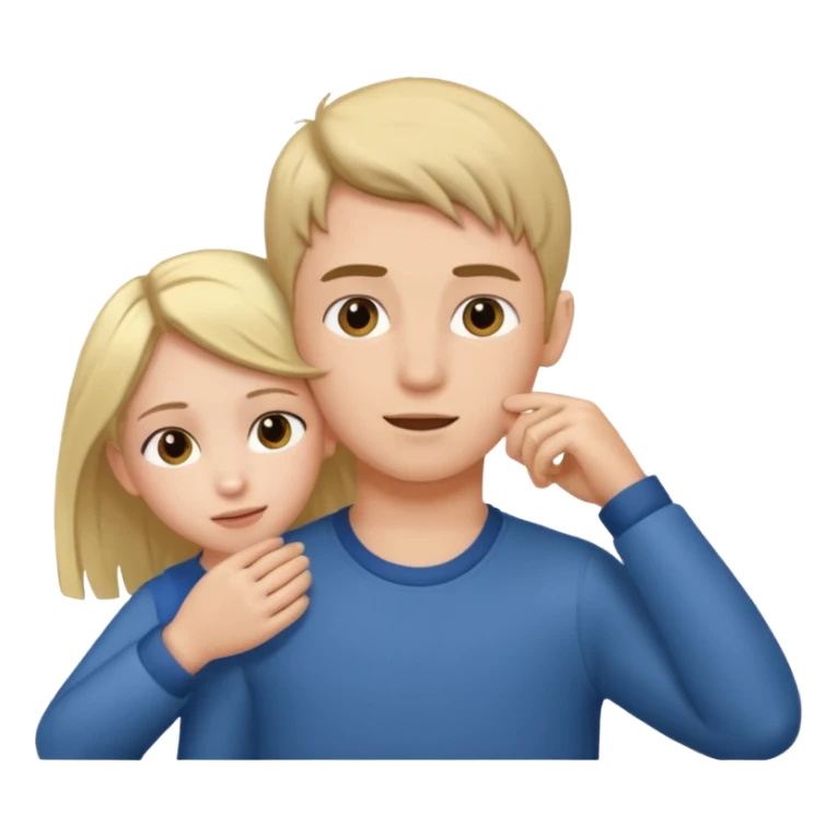a boy putting a girls hair behind her ears sticker