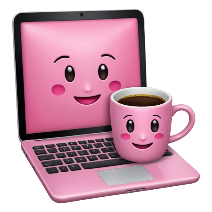 emojis de objetos girlie, cafe, uñas, celular, laptop, version girlie sticker