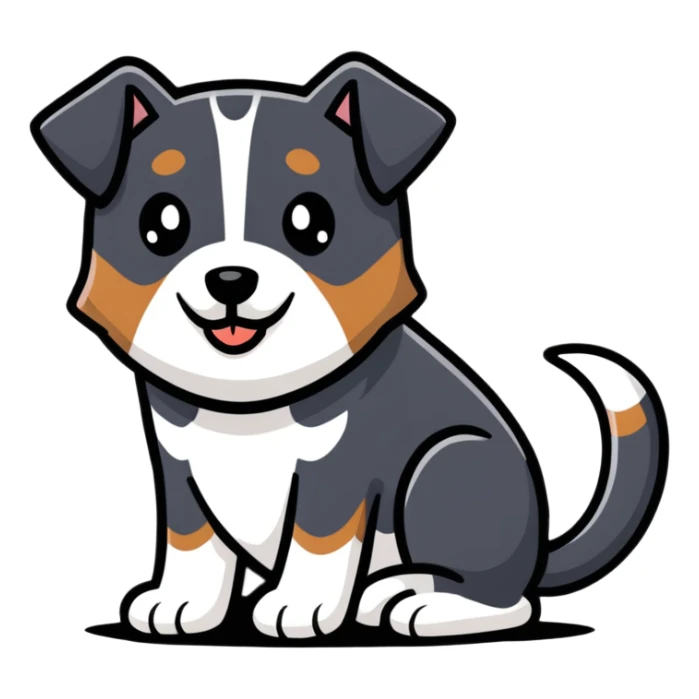 Black and white dog with brown over one eye with a precocious look sticker