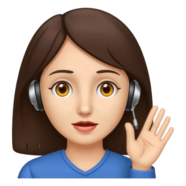 brunette woman with hearing impairment sticker