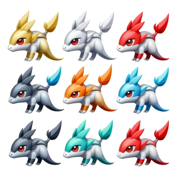 Shiny Colorful Meloetta-Latias-Koraidon-Peppercat-Wargreymon-Protogen-Fakémon-fusion-hybrid-creature sticker