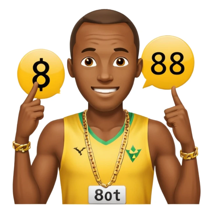 usain bolt avec un panneau affichant 9.58s derriere lui  sticker