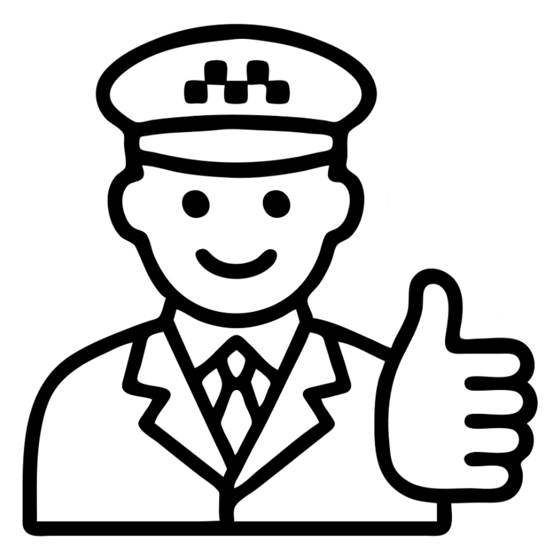 a friendly cabbie giving a thumbs up, outlined style sticker