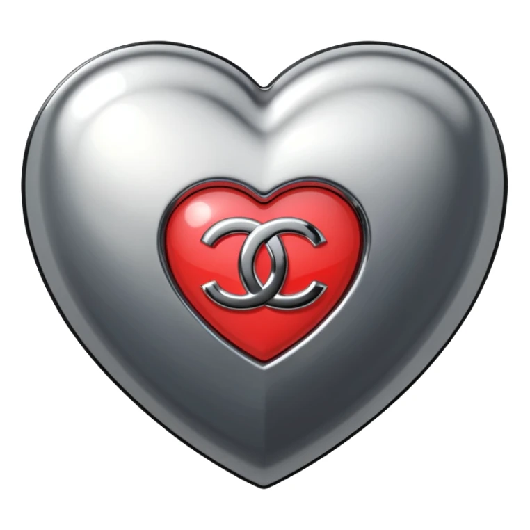 Chanel sport logo chrome glossy heart sticker