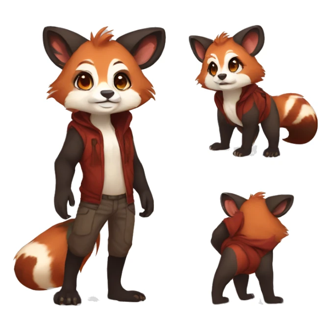 Anthro, Sona, Red Panda-Mouse-hybrid, Transformice-style, full body sticker