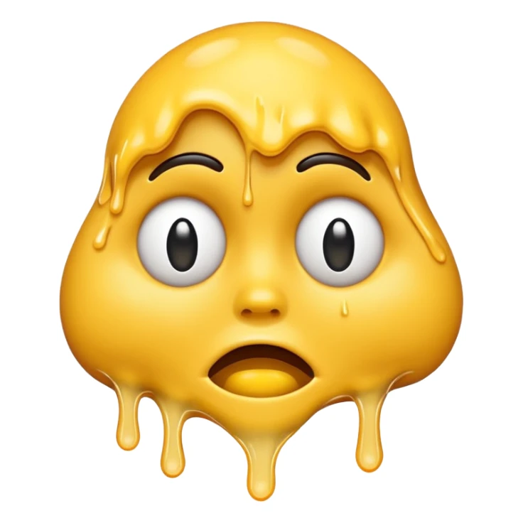 melting face emoji, completely upside down face, exaggerated melting sticker