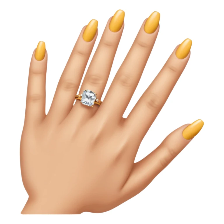 woman's hand with manicured nails and engagement ring, emoji style sticker