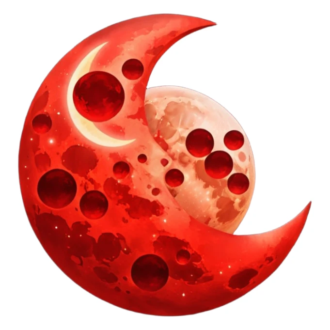 glitter red blood moon crescente sticker