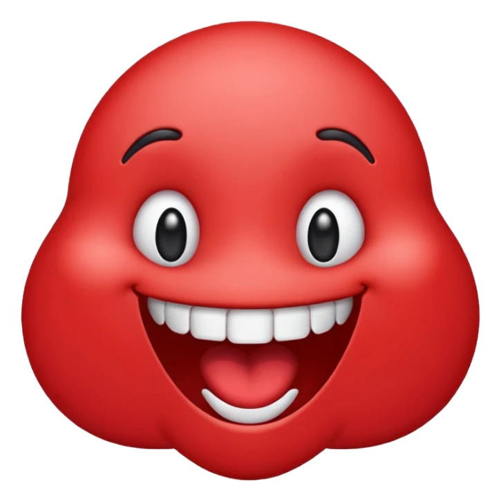 Make the siley emoji to be red and drooly. Make it look realistic sticker