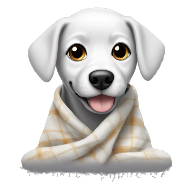 Black and white dog wearing a blanket  sticker