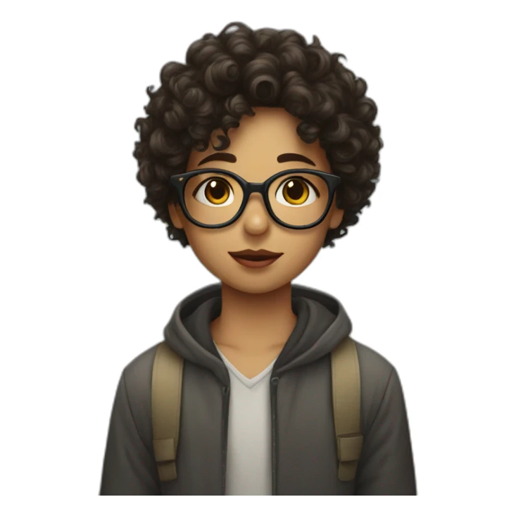 curly girl with glasses kiss a dark hair boy sticker
