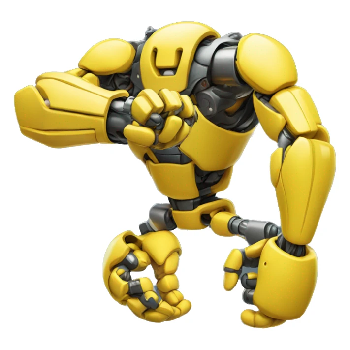 Flexing yellow mechanical cyborg bicep with shocks attached to arm sticker
