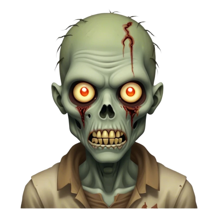 Cinematic Realistic WoW undead friendly zombie Portrait, head tilted epicly and inquisitively, showcasing grim resilience and defiant strength. His withered, pallid skin and intense, glowing eyes contrast starkly with his worn, earth-toned clothes, rendered in meticulous detail. With dynamic, high-contrast lighting and high shine, this portrait exudes an epic aura, capturing the relentless will of a battle-hardened undead friendly zombie. sticker