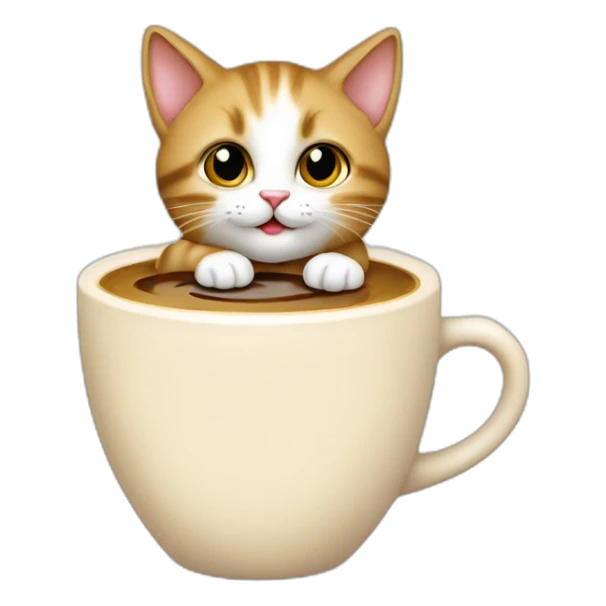 Un chaton qui bois un café crème sticker